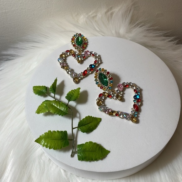 Sold//Nasty Gal Crystal Heart Earrings - Picture 10 of 11